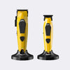 Two yellow JRL hair Clippers & trimmers with black accents on a white background