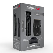 BabylissPRO Compact Series Trimmer & Shaver Set in its retail packaging, featuring a gray box with black and red branding and product illustrations.