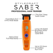 StyleCraft Saber Cordless Digital Brushless Motor Trimmer – Orange (SC421O)