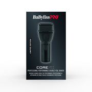 BaBylissPRO CoreFX Limited Edition double-foil shaver in black packaging, shown on a clean white background.