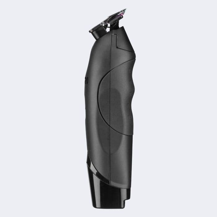 A black cordless hair trimmer shown from a side profile view against a light gray background.