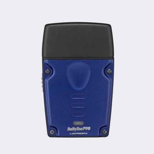 A BaBylissPRO LO-ProFX portable device in blue and black, shown from the back against a light gray background.