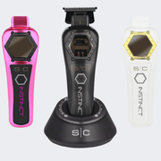 Black, pink & white trimmer grooming devices with 'SC Instinct' branding on a white background